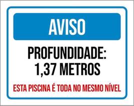 Kit 3 Placas Aviso Profundidade 1,37 Metros Kit 3 Placas Aviso Profundidade 1,37 Metros