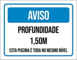 Kit 3 Placas Aviso Profundidade 1,50 Metros Kit 3 Placas Aviso Profundidade 1,50 Metros