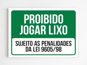 kit 3 Placas aviso proibido jogar lixo aqui penalidades