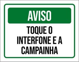 Kit 3 Placas Aviso Toque Interfone Campainha Verde