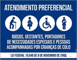 Kit 3 Placas Azul Atendimento Preferencial 36X46