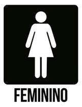 Kit 3 Placas Banheiro Feminino Preta Ícone 36X46 Kit 3 Placas Banheiro Feminino Preta Ícone 36X46