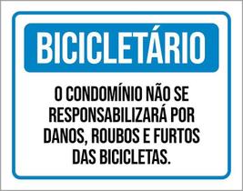 Kit 3 Placas Bicicletário Condomínio Roubos Bicicletas