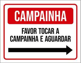 Kit 3 Placas Campainha Favor Tocar Aguardar Seta Direita