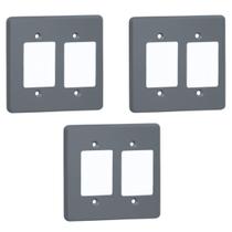 Kit 3 Placas Cinza 4x4 Para 6 Interruptores Pial 8533