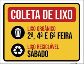 Kit 3 Placas Coleta Lixo Orgânico E Reciclável Sábado 36X46