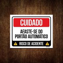 Kit 3 Placas Cuidado Afaste-Se Portão Automático