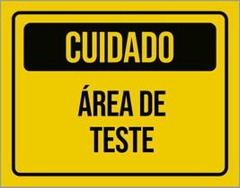 Kit 3 Placas Cuidado Área De Teste Amarelo 36X46 Kit 3 Placas Cuidado Área De Teste Amarelo 36X46