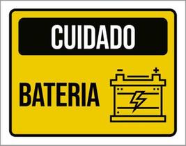 Kit 3 Placas Cuidado Bateria Amarela Ícone 36X46