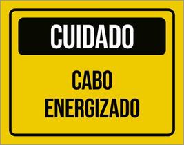 Kit 3 Placas Cuidado Cabo Energizado Amarelo 36X46