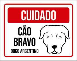 Kit 3 Placas Cuidado Cão Bravo Dogo Argentino