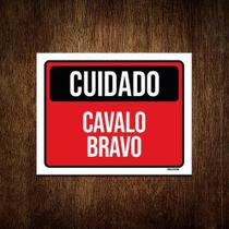 Kit 3 Placas Cuidado Cavalo Bravo