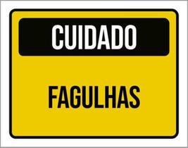 Kit 3 Placas Cuidado Fagulhas Amarela 36X46