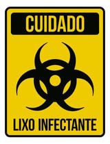 Kit 3 Placas Cuidado Lixo Infectante Amarela 36X46