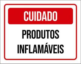 Kit 3 Placas Cuidado Produtos Inflamáveis