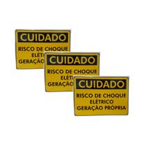 Kit 3 Placas Cuidado Risco Choque Elétrico - Geração Própria Kit 3 Placas Cuidado Risco Choque Elétrico - Geração Própria