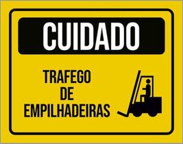 Kit 3 Placas Cuidado Trafego Empilhadeiras Amarela 36X46