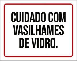 Kit 3 Placas Cuidado Vasilhames De Vidro 36X46 Kit 3 Placas Cuidado Vasilhames De Vidro 36X46