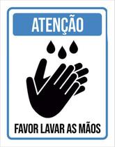 Kit 3 Placas De Atenção Favor Lavar Mãos 36X46