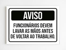 kit 3 placas de aviso funcionários devem lavar a mão A4