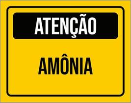 Kit 3 Placas De Sinalização - Atenção Cuidado Amônia