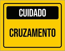 Kit 3 Placas De Sinalização - Atenção Cuidado Cruzamento
