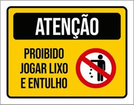 Kit 3 Placas De Sinalização - Atenção Proibido Jogar Lixo