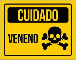 Kit 3 Placas De Sinalização Aviso Cuidado Veneno