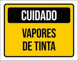 Kit 3 Placas De Sinalização - Cuidado Vapores De Tinta