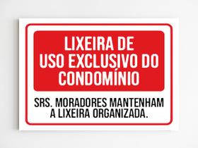 Kit 3 Placas de sinalização lixeira exclusiva do condomínio