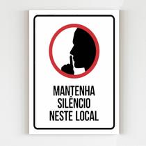 Kit 3 Placas de sinalização mantenha o silêncio nesse local