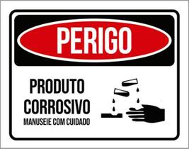 Kit 3 Placas De Sinalização - Perigo Produto Corrosivo