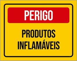 Kit 3 Placas De Sinalização - Perigo Produtos Inflamáveis