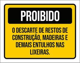 Kit 3 Placas De Sinalização - Proibido Descarte Construção