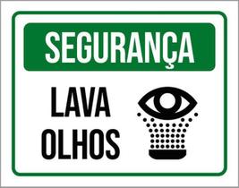 Kit 3 Placas De Sinalização Segurança Aviso Lava Olhos