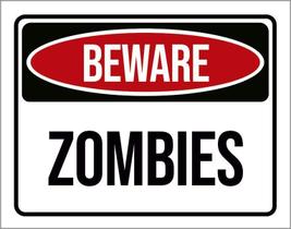 Kit 3 Placas Decorativa - Beware Zombies Perigo Zumbis