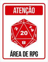 Kit 3 Placas Decorativa - Dado D20 Atenção Área De Rpg Kit 3 Placas Decorativa - Dado D20 Atenção Área De Rpg