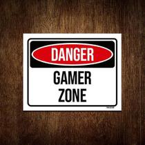 Kit 3 Placas Decorativa - Danger Gamer Zone - Sinalizo.Com