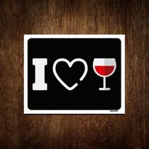 Kit 3 Placas Decorativa - I Love Wine Eu Amo Vinho - Sinalizo
