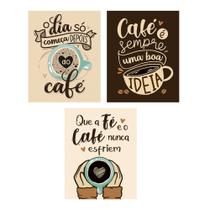 Kit 3 Placas Decorativas 20x25 para Cantinho do Café Cozinha Padaria