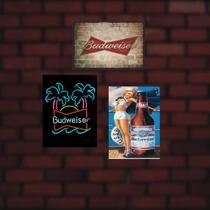 Kit 3 Placas Decorativas Budweiser MDF 3mm 18x26 Kit 3 Placas Decorativas Budweiser MDF 3mm 18x26