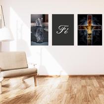 Kit 3 Placas Decorativas Fé MDF 3mm 18x26
