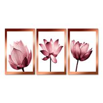 Kit 3 Placas Decorativas Flores Folhas Plantas 20x30 cm Mdf