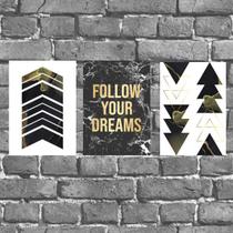 Kit 3 Placas Decorativas Follow Your Dreams 18x27cm Kit 3 Placas Decorativas Follow Your Dreams 18x27cm