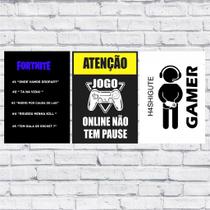Kit 3 Placas Decorativas gamer - 28x20 cm