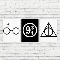 Kit 3 Placas Decorativas - Harry Potter 30x20 cm Kit 3 Placas Decorativas - Harry Potter 30x20 cm