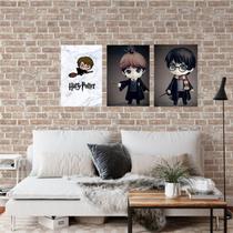Kit 3 Placas Decorativas Harry Potter Cute MDF 3mm 18x26 Kit 3 Placas Decorativas Harry Potter Cute MDF 3mm 18x26