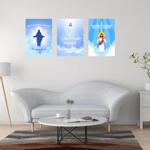 Kit 3 Placas Decorativas Jesus Cristo Desenho MDF 3mm 18x26