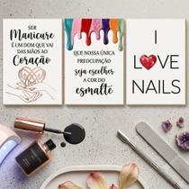Kit 3 Placas Decorativas Manicure MDF 20x30cm Sem Moldura Laminação UV Kit 3 Placas Decorativas Manicure MDF 20x30cm Sem Moldura Laminação UV