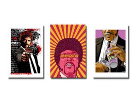 Kit 3 Placas Decorativas Pulp Fiction Vintage Arte Mdf